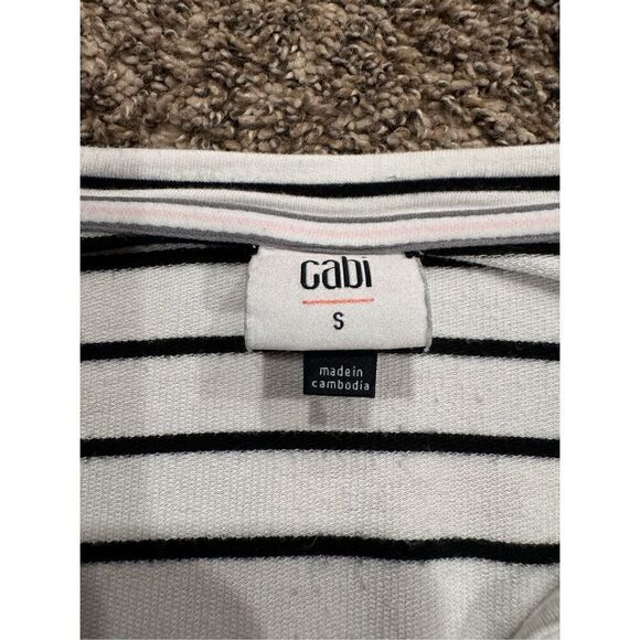 Cabi #5746 Small Relax Game Day Tie Neck Striped Sweatshirt Top - Picture 5 of 9